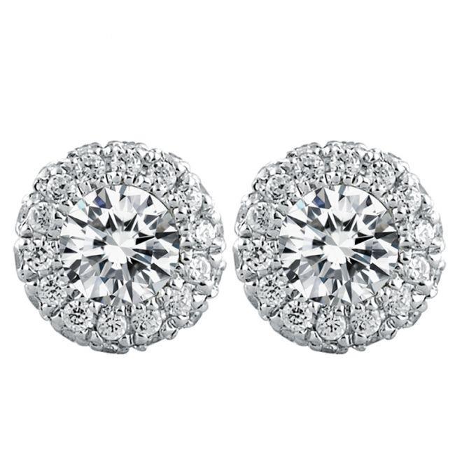 Gorgeous 3.40 Carats Round Cut Halo Real Diamond Ladies Stud Earrings