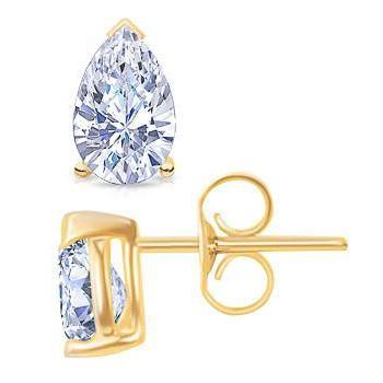 Gorgeous 3 Carat Genuine Diamonds Stud Earring Yellow Gold Pair Earring