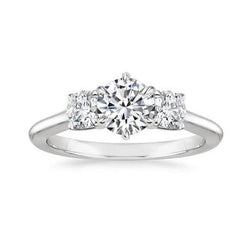 Gorgeous 3 Stone Real Round Cut 3.25 Ct Natural Earth Mined Diamonds Wedding Ring White Gold