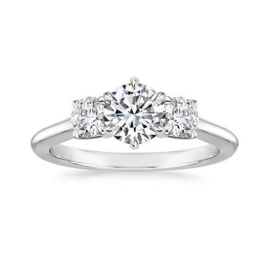 Gorgeous 3 Stone Real Round Cut 3.25 Ct Diamonds Wedding Ring White Gold