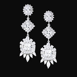 Gorgeous 4 Carat Real Diamond Chandelier Style Earring Pair Jewelry Gold