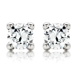 Gorgeous 4 Carats Round Cut Real Diamonds Studs Earring White Gold 14K