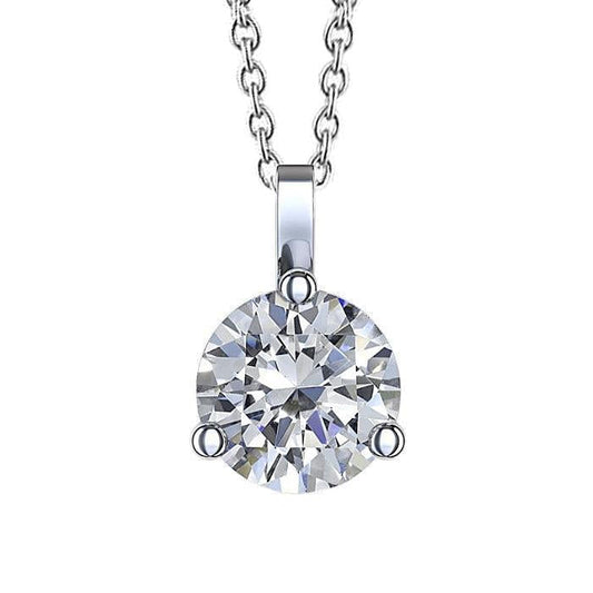 Gorgeous 4 Ct Round Cut Natural Diamond Pendant Necklace  Prong Set White Gold 14K