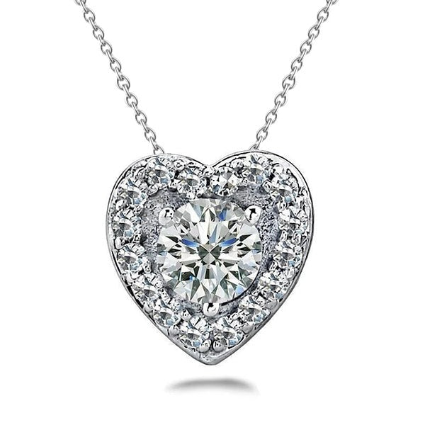 Gorgeous 6.50 Ct Round Cut Real Diamonds Pendant Necklace White Gold 14K - Pendant-harrychadent.ca