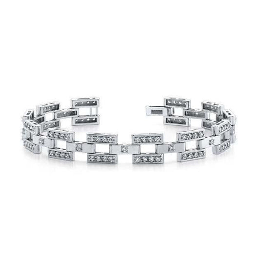 Gorgeous 6 Carats Round Cut Genuine Diamond Men Bracelet White Gold 14K