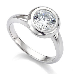 Gorgeous Bezel Set Round Real Diamond Solitaire Ring 1.75 Ct