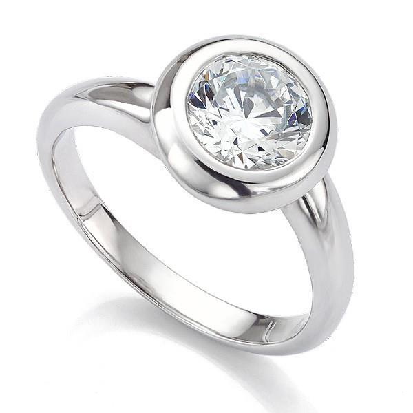 Gorgeous Bezel Set Round Real Diamond Solitaire Ring 1.75 Ct