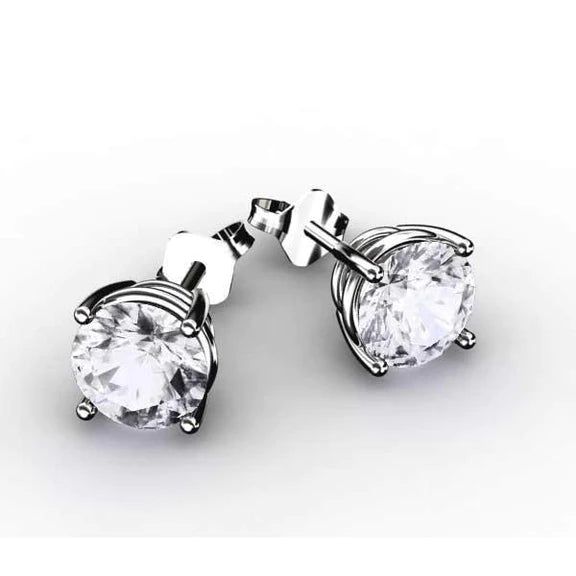 Gorgeous Brilliant Cut 3.80 Ct Real Diamonds Lady Studs Earring White Gold