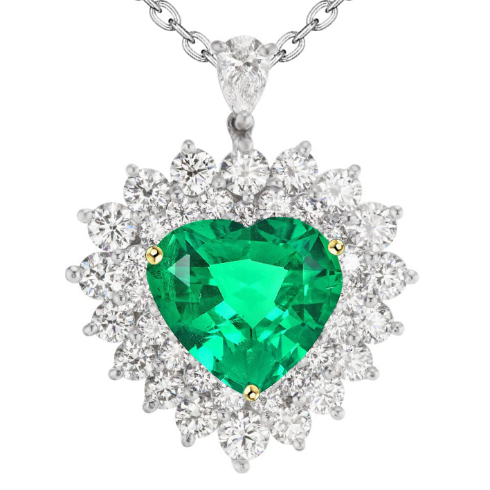 Heart Cut Emerald ring in Two-Tone 14K Gold – main view
