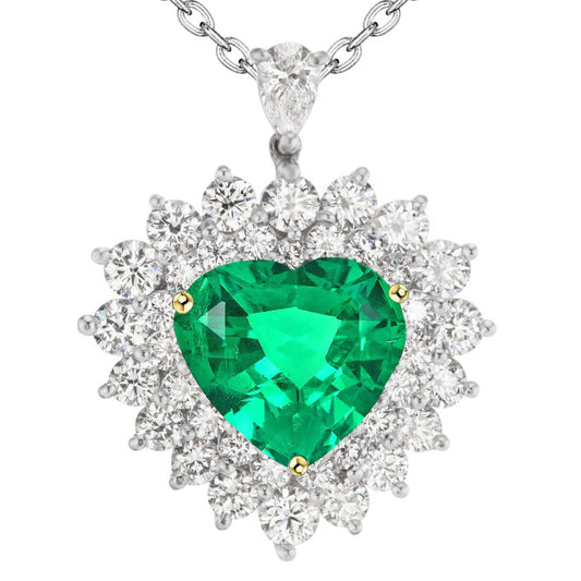 Heart Cut Emerald ring in Two-Tone 14K Gold – main view