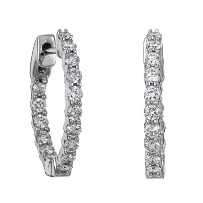 Gorgeous Hoop Round Cut Real Diamond Earring 4.20 Carat White Gold 14K