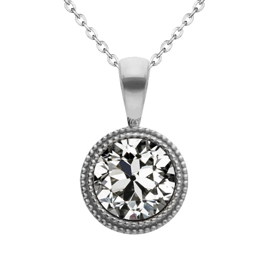 Real Brilliant Diamond Pendant 2 ct 14K White Gold – main view