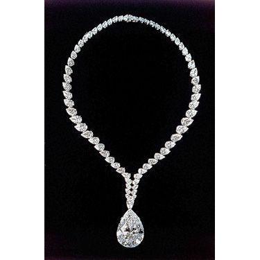 Gorgeous Pear Natural Diamond Necklace 38 Carats White Gold 14K