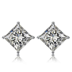 Gorgeous Princess Cut Real Diamond Stud Earring Women Gold Jewelry 3 Ct.