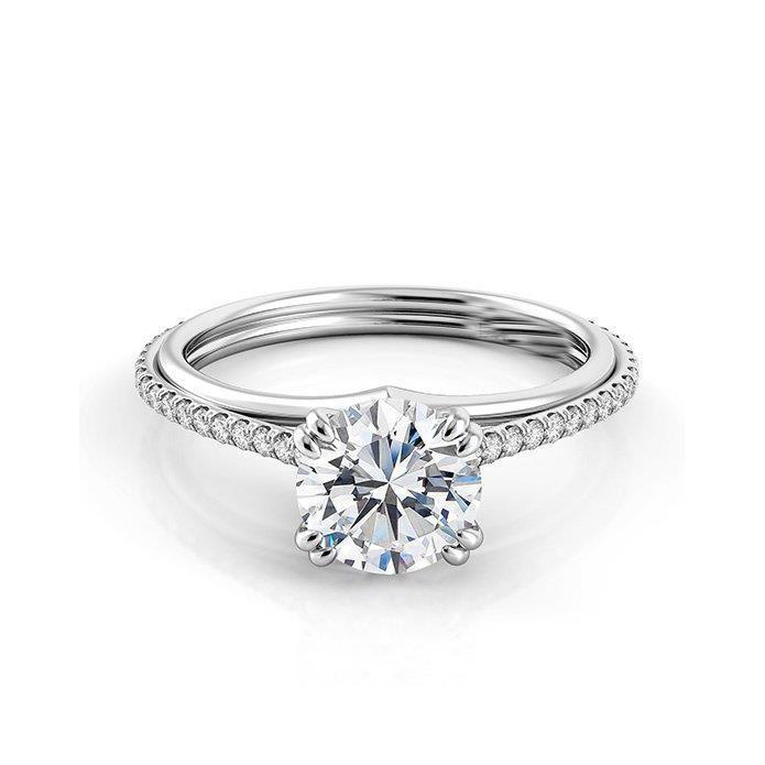 Gorgeous Round Brilliant 4 Carats Genuine Diamond Solitaire Ring With Accent