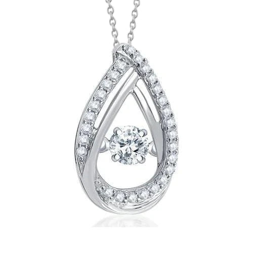 Gorgeous Round Brilliant Cut Real Diamond Pendant Necklace 1.18 Ct. WG 14K