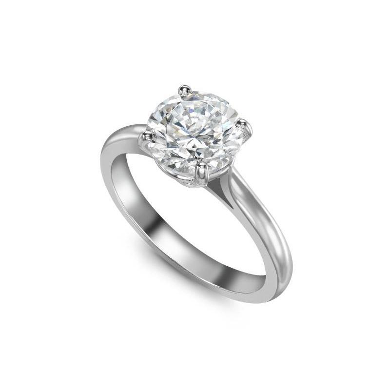 Gorgeous Round Cut 2.75 Ct Solitaire Real Diamond Ring 4 Prongs