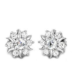 Gorgeous Round Cut 3.40 Ct Real Diamonds Flower Style Studs Halo Earrings