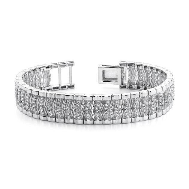 Gorgeous Round Cut Real Diamond Men's Bracelet White Gold 14K 10.80 Carats