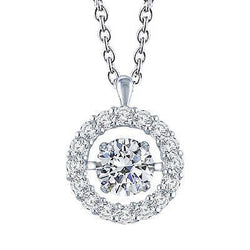 Gorgeous Round Cut Real Diamond Necklace Pendant 7 Carats Solid White Gold