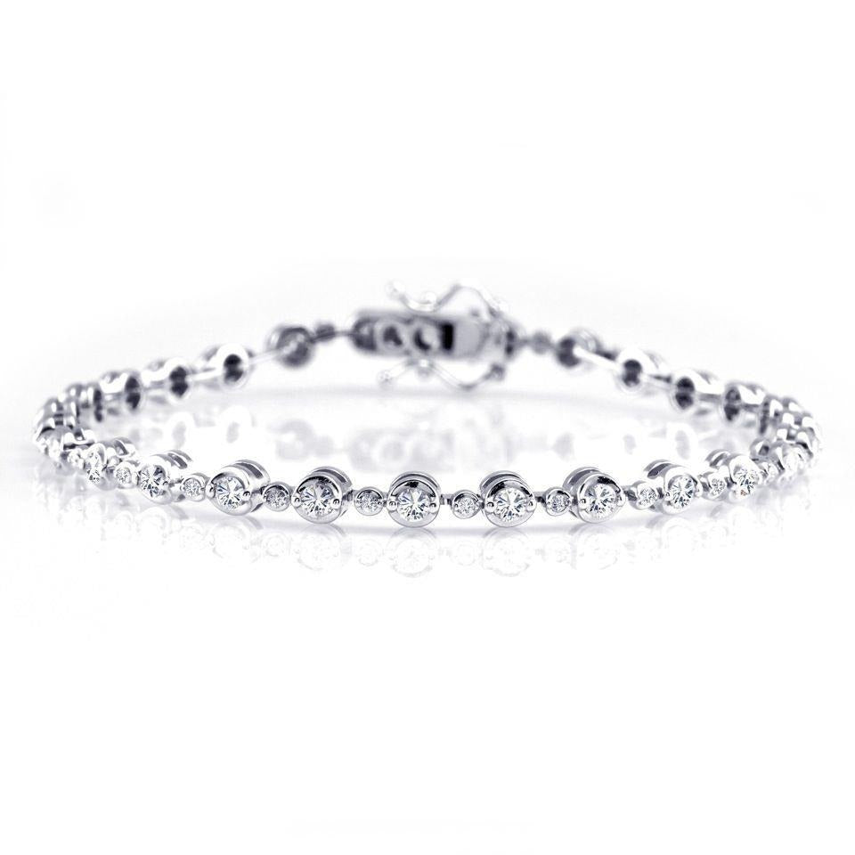 Gorgeous Round Cut Real Diamond Tennis Bracelet White Gold 14K 4.20 Ct. - Tennis Bracelet-harrychadent.ca