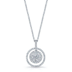 Gorgeous Round Genuine Diamond Pendant Necklace 2 Carats White Gold