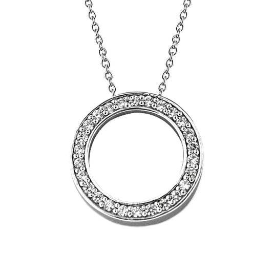 Gorgeous Round Real Diamond Circle Pendant Necklace 2.50 Ct. White Gold 14K