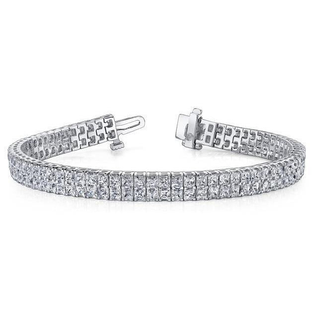 Gorgeous 21 Carats Princess Cut Lab Grown Diamond Carpet Bracelet 14K White Gold - Tennis Bracelet-harrychadent.ca