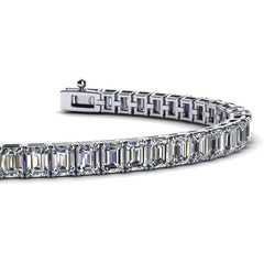 Gorgeous Emerald Cut Lab Grown Diamond Tennis Bracelet White Gold 14K 23.85 Ct.