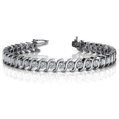 Gorgeous Lab Grown Diamonds Tennis S Style Bracelet 8.75 Carats White Gold