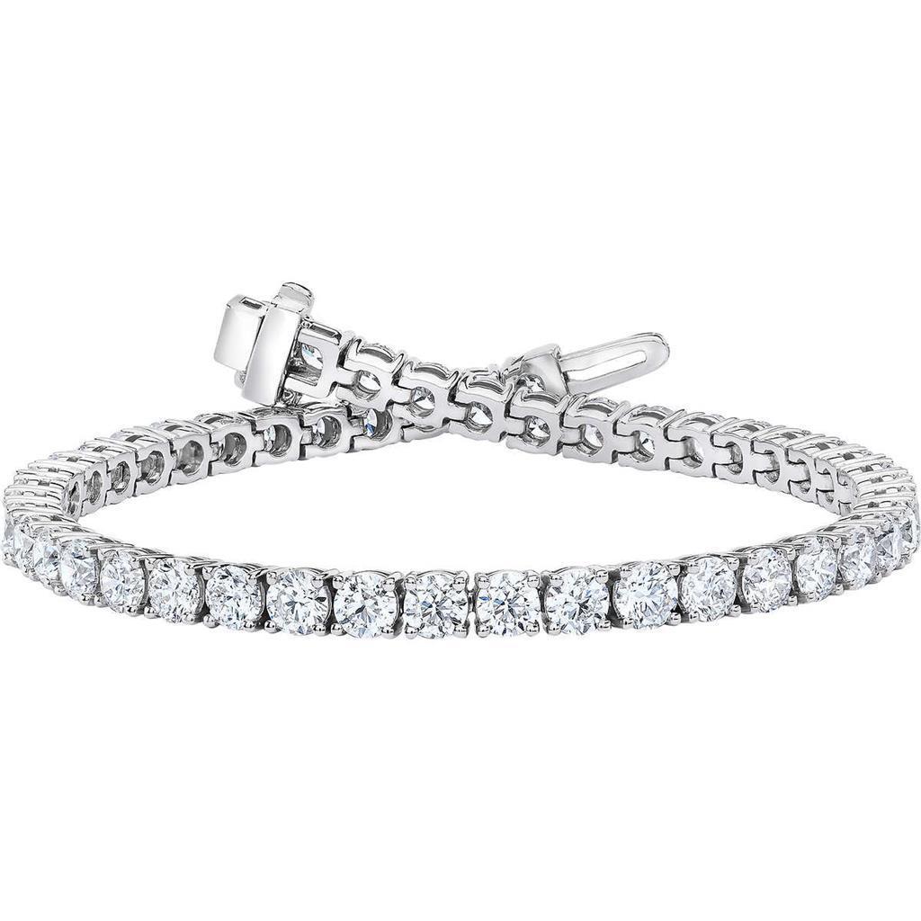 Gorgeous Round Prong Set Lab Grown Diamond Tennis Bracelet Solid Gold 7.5 Ct