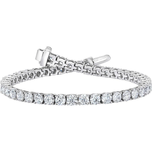Gorgeous Round Prong Set Lab Grown Diamond Tennis Bracelet Solid Gold 7.5 Ct