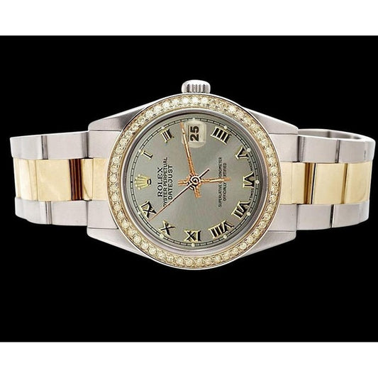 Roman Dial Datejust Watch Rolex Ss & Gold