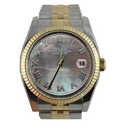 Gray Roman Dial Fluted Rolex Men Watch Ss & Gold Jubilee Rolex QUICK SET