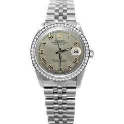 Gray Roman Dial Rolex Date Just Ss Jubilee Bracelet Watch QUICK SET