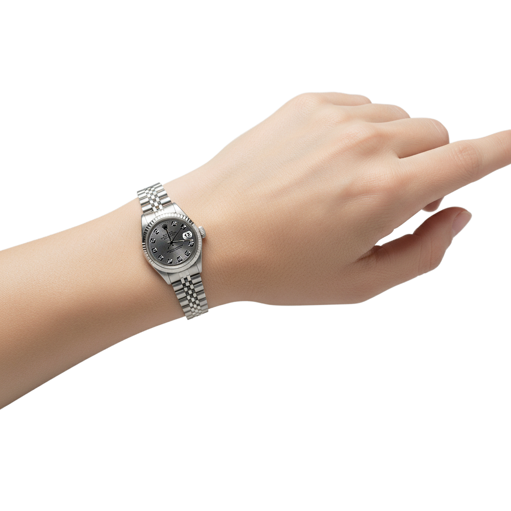 Gray Diamond Dial Rolex Ss Jubilee Datejust Ladies Watch