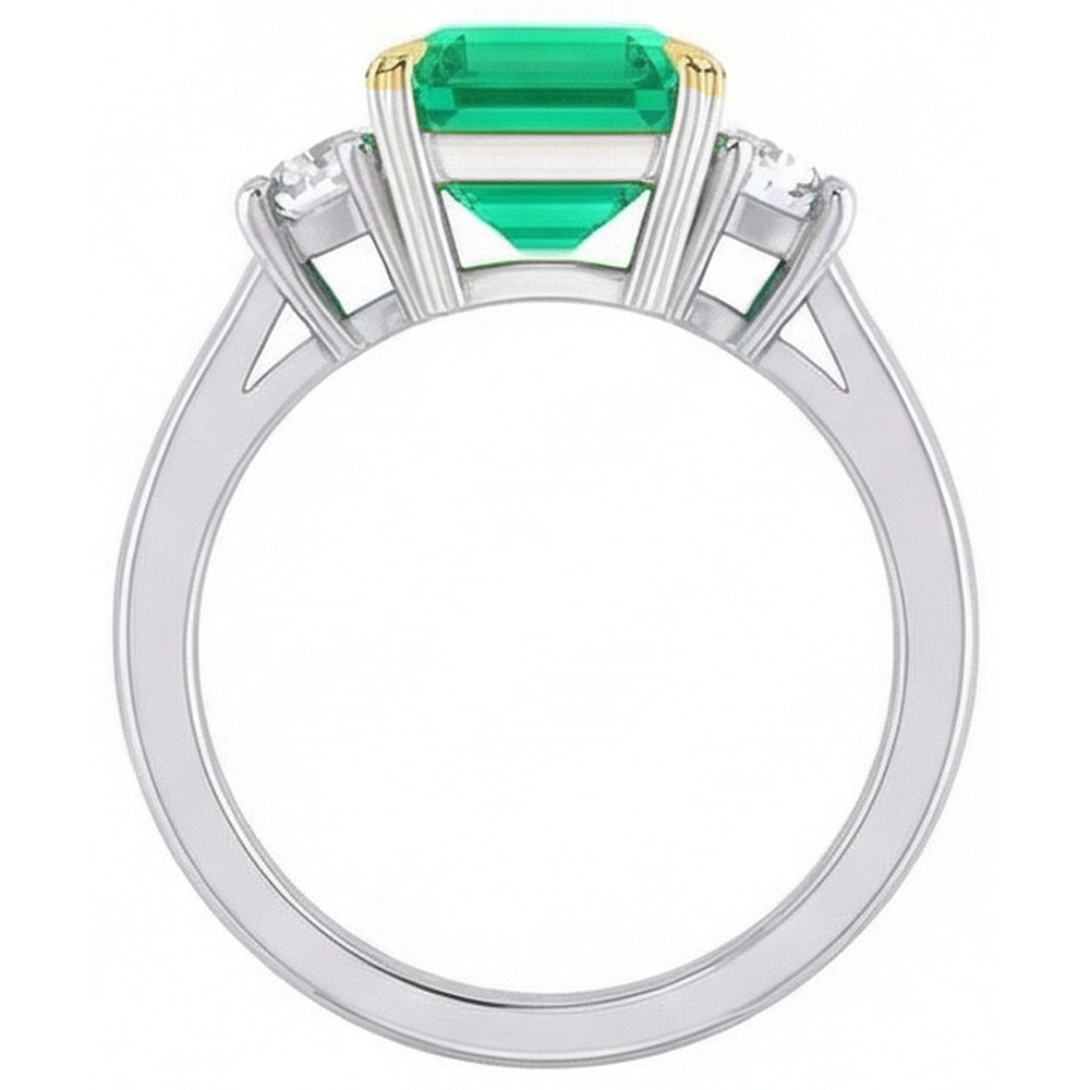 Handcrafted Colombian Emerald Colored Stone Ring 4 ct – top view