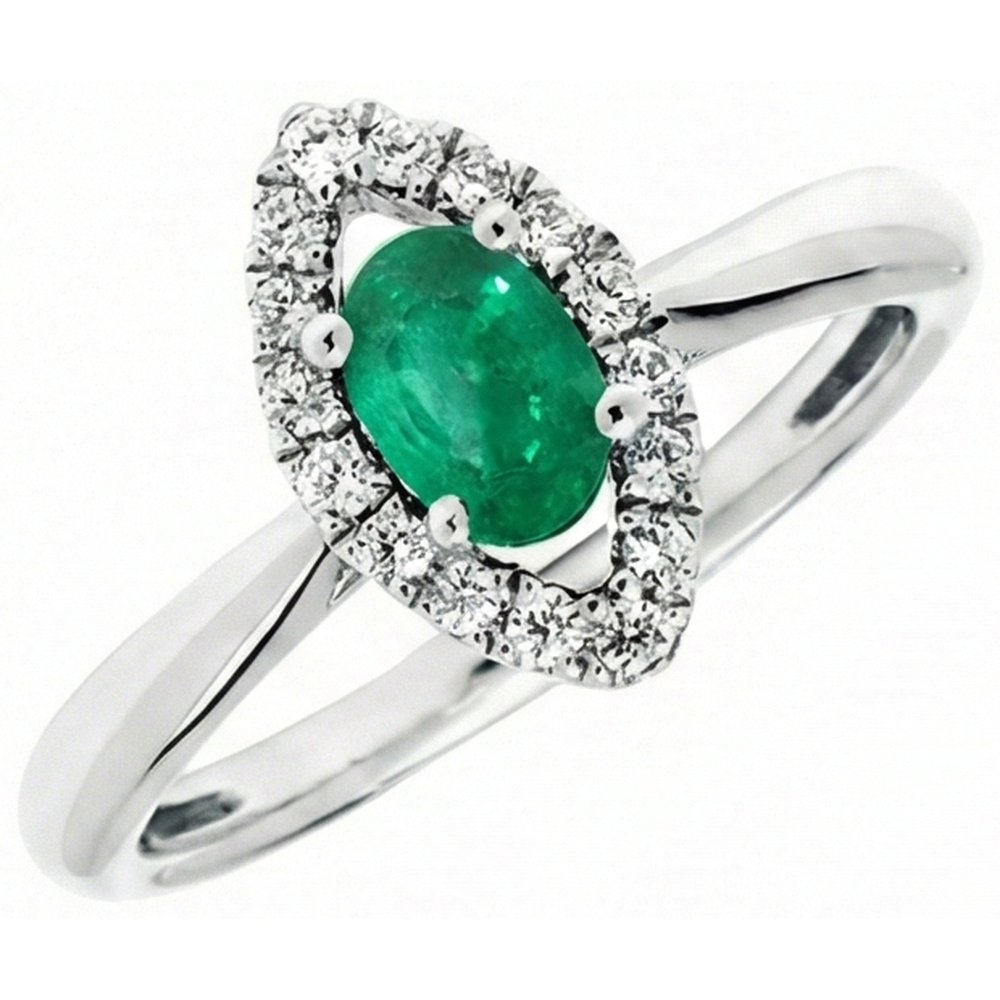 natural round emerald 3.75ct ring close up detail