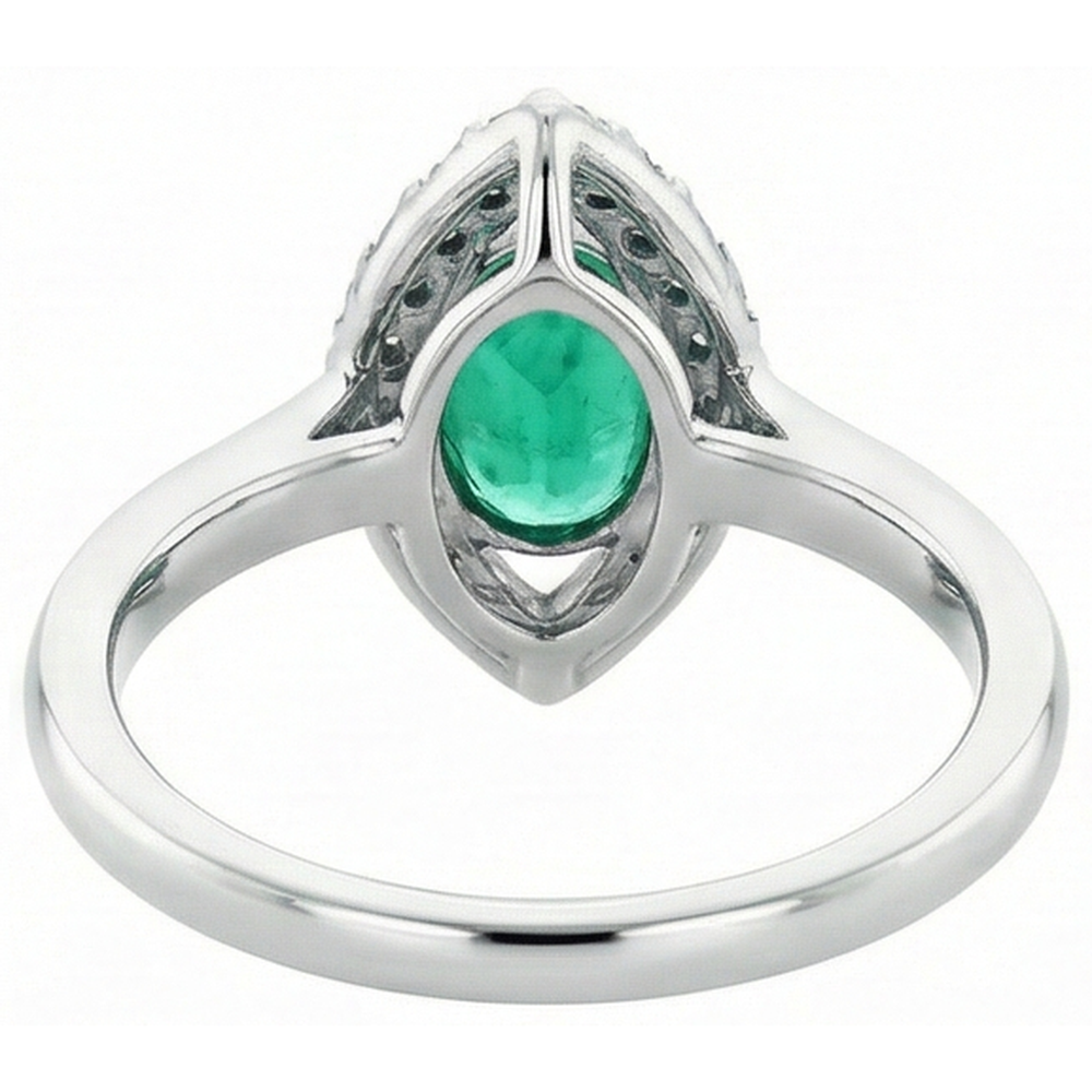 natural round emerald 3.75ct ring with diamond accents