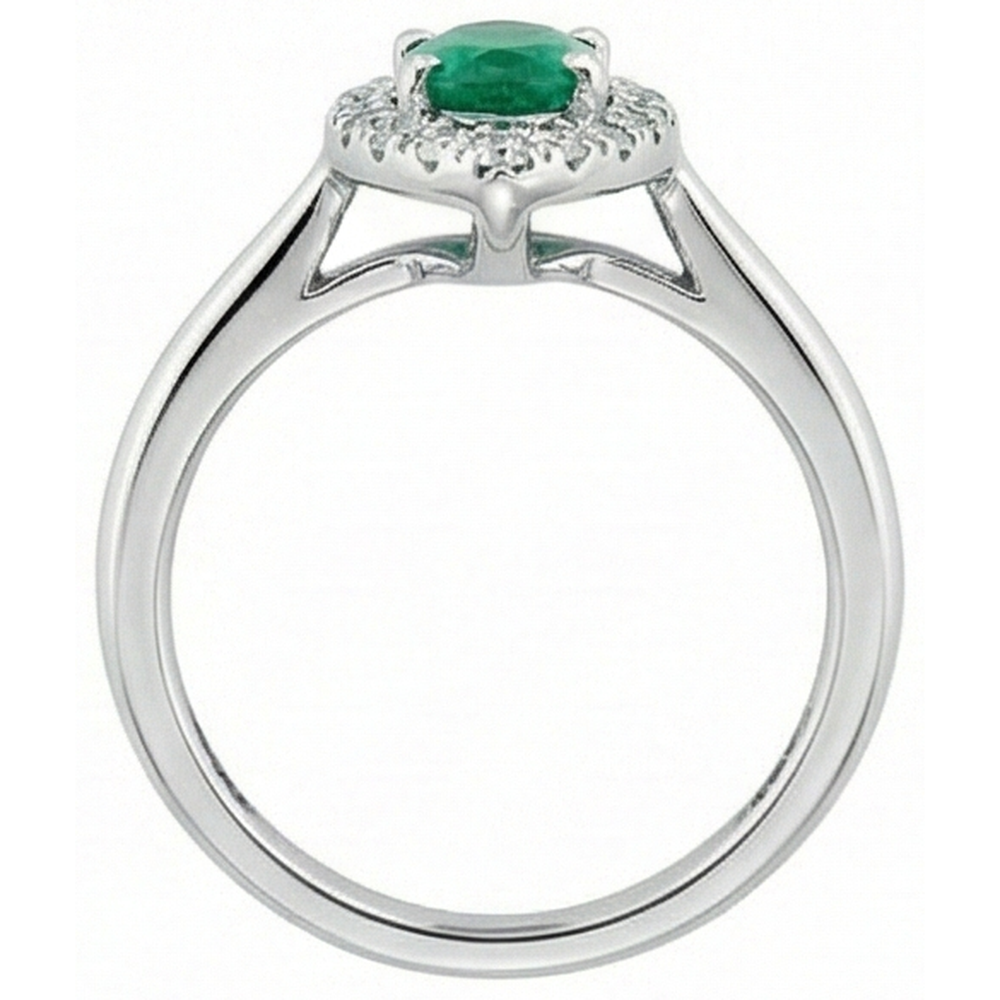 natural round emerald 3.75ct ring profile view