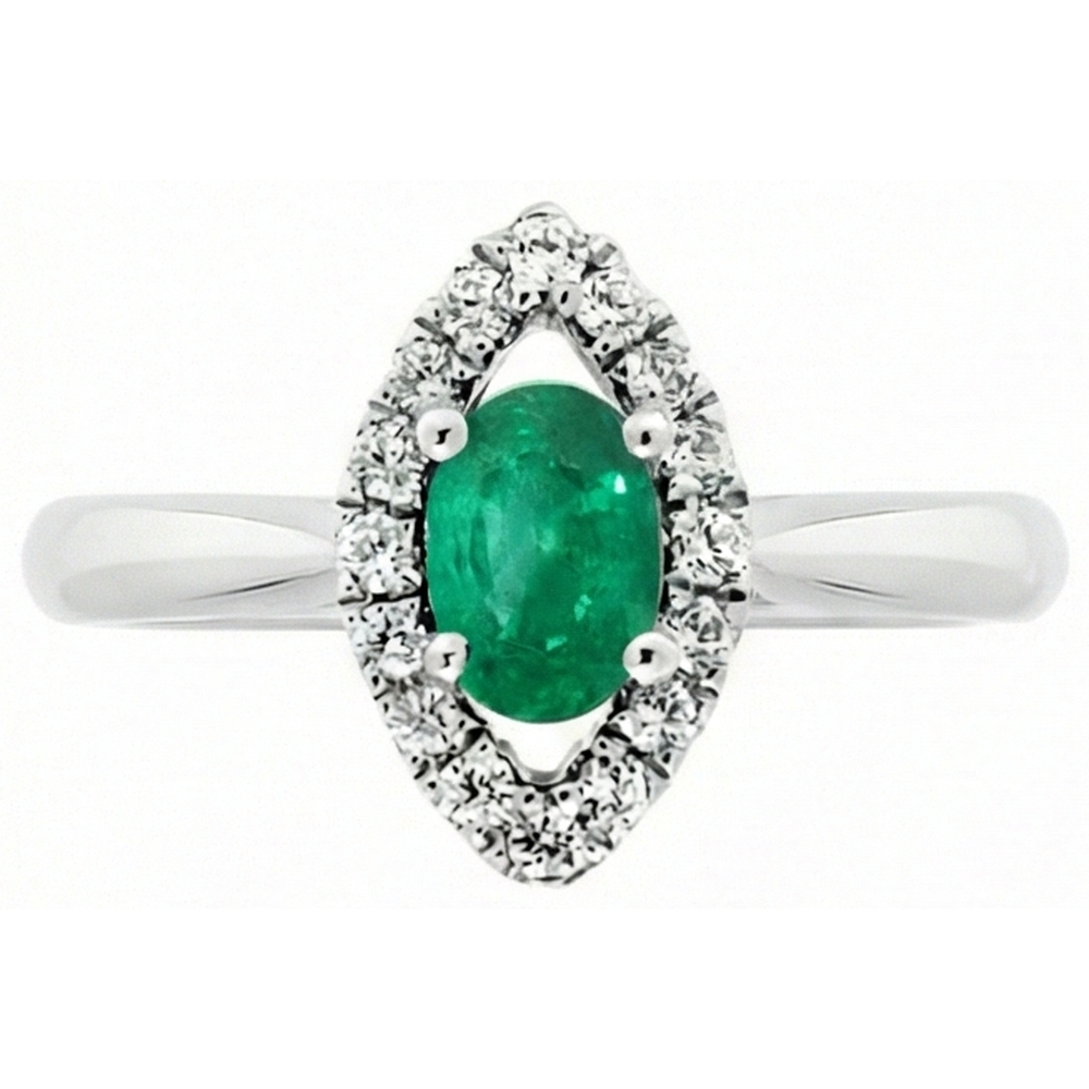 natural round emerald 3.75ct ring side angle