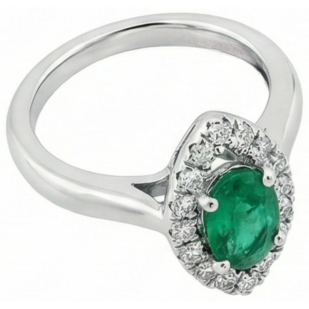 natural round emerald 3.75ct ring top view