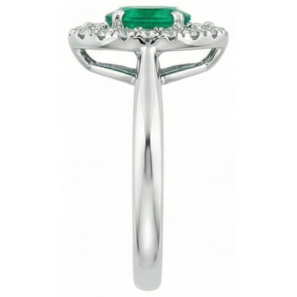 natural round emerald 3.75ct ring on white background