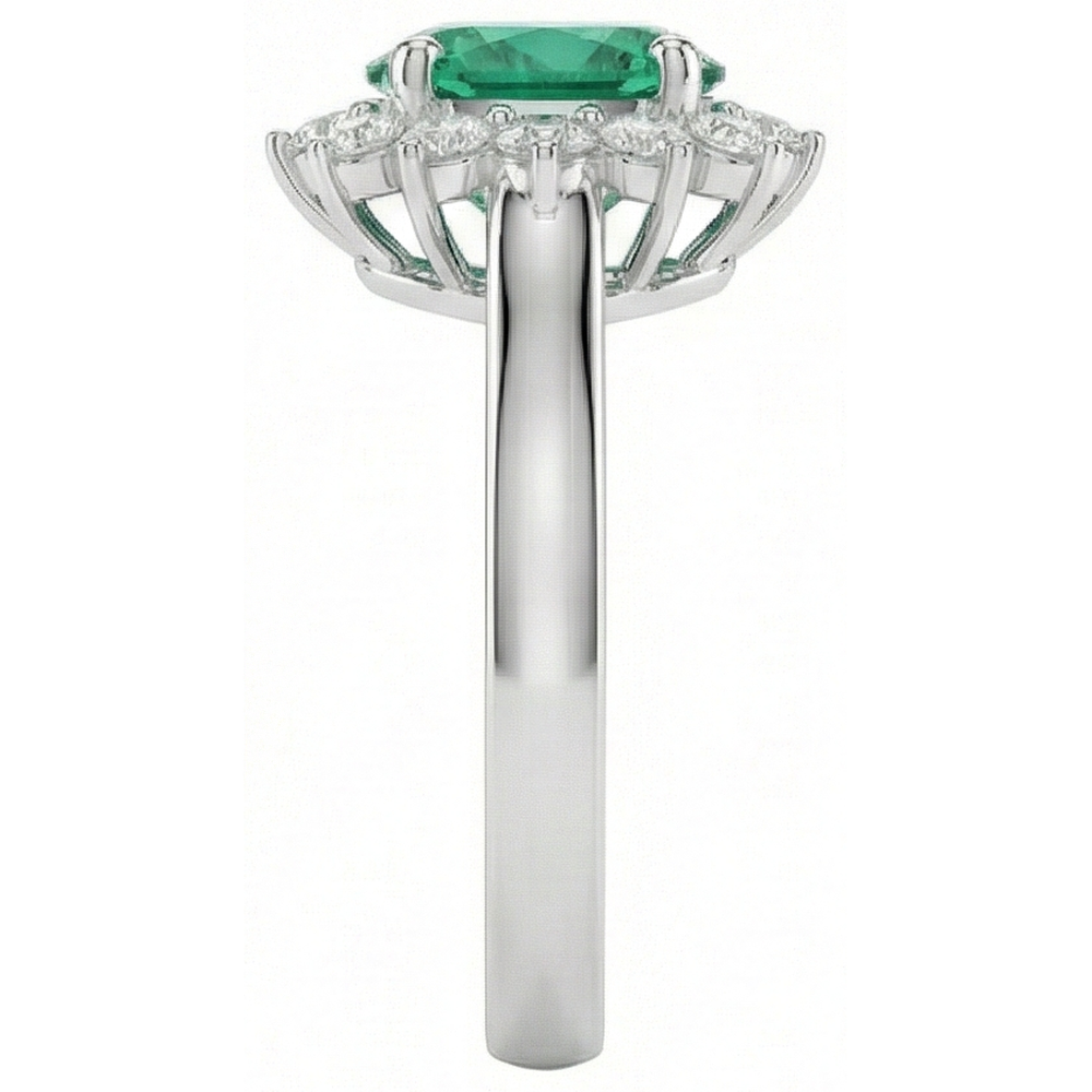 natural round emerald 3.50ct ring top view