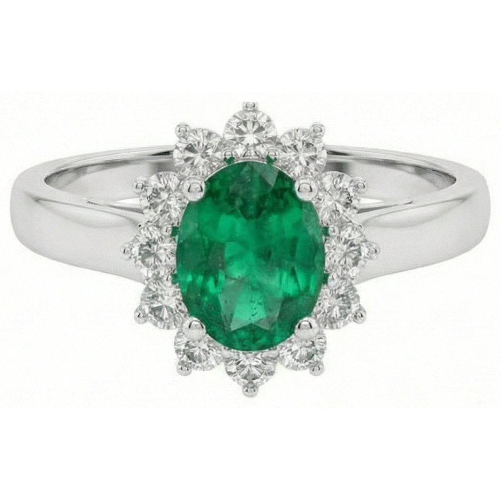 natural round emerald 3.50ct ring side angle