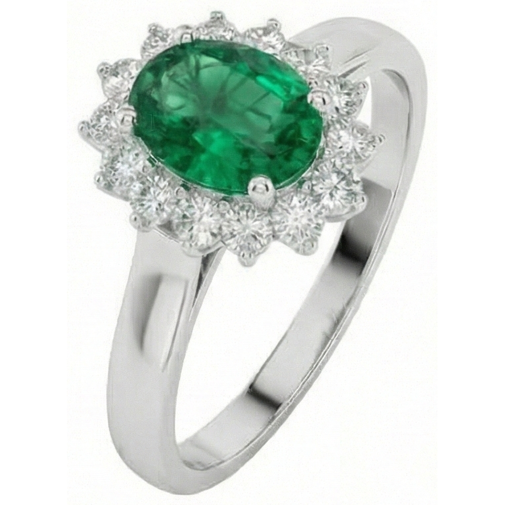 natural round emerald 3.50ct ring close up detail