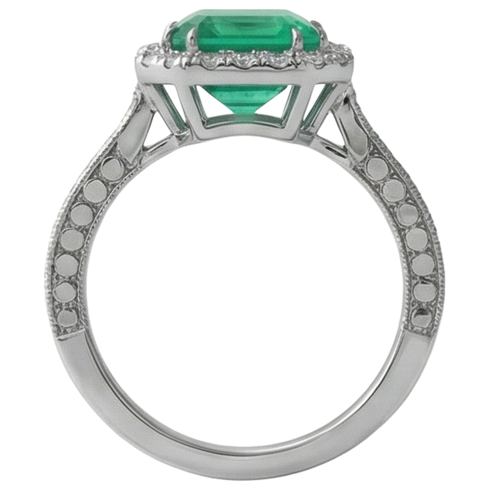 Green Emerald And Natural Earth Mined Diamond ( Not Lab Grown ) Wedding Ring White Gold Jewelry 21.50 Ct