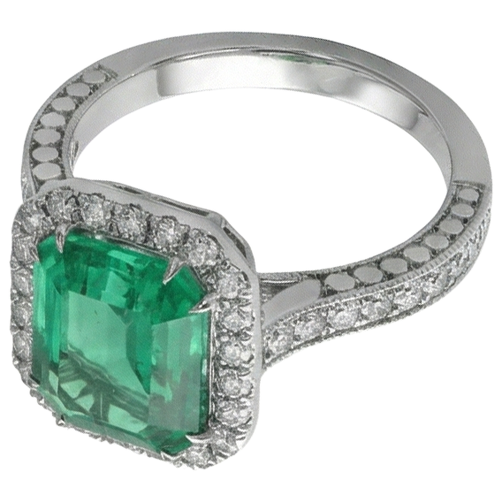 Green Emerald And Natural Earth Mined Diamond ( Not Lab Grown ) Wedding Ring White Gold Jewelry 21.50 Ct