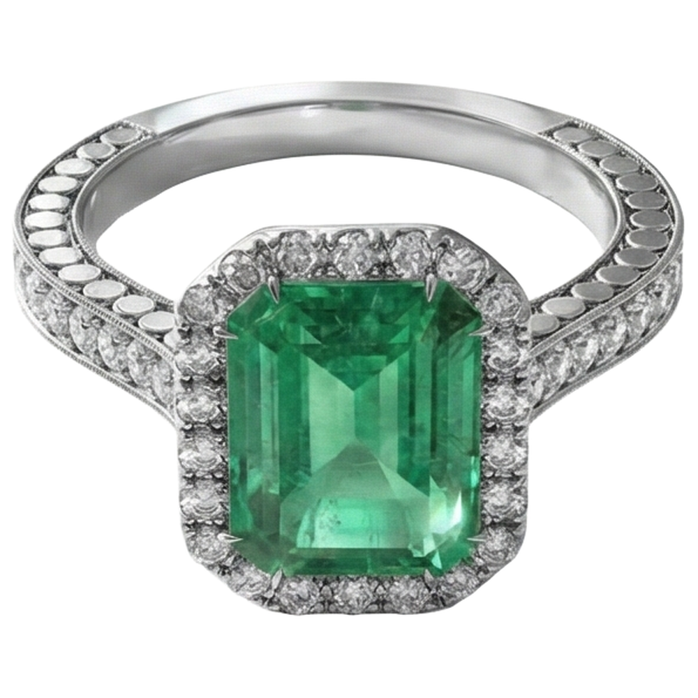 Green Emerald And Natural Earth Mined Diamond ( Not Lab Grown ) Wedding Ring White Gold Jewelry 21.50 Ct