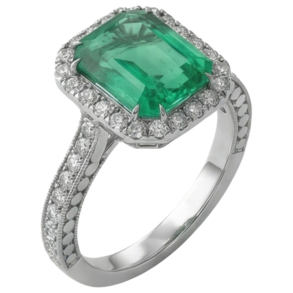 Green Emerald And Natural Earth Mined Diamond ( Not Lab Grown ) Wedding Ring White Gold Jewelry 21.50 Ct